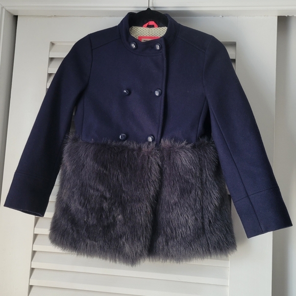 Crewcuts navy wool faux fur peacoat ( Girls) size 10. - Picture 3 of 14